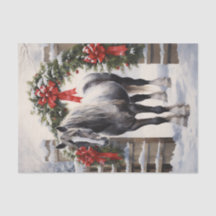 Mooi grijs paard met winter Garland kerst