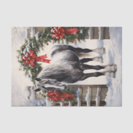 Mooi grijs paard met winter Garland kerst Tissuepapier