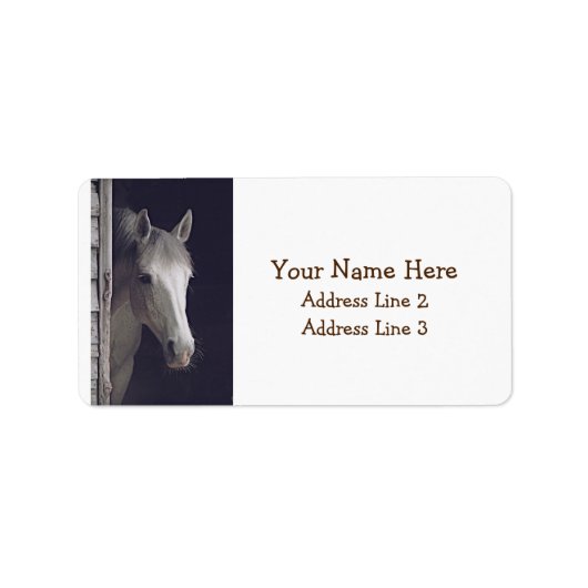 Mooi grijs paardenadres etiket (Voorkant)