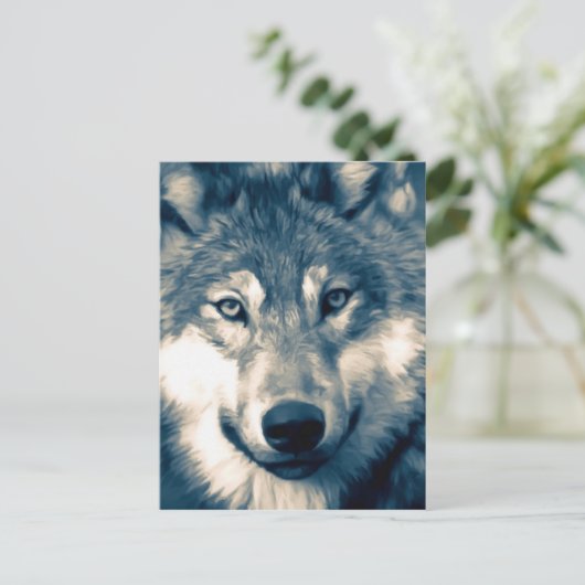 Mooi grijs Wolf Woodland Animal Briefkaart (Staand voorkant)