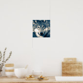 Mooi grijs Wolf Woodland Animal Poster (Keuken)