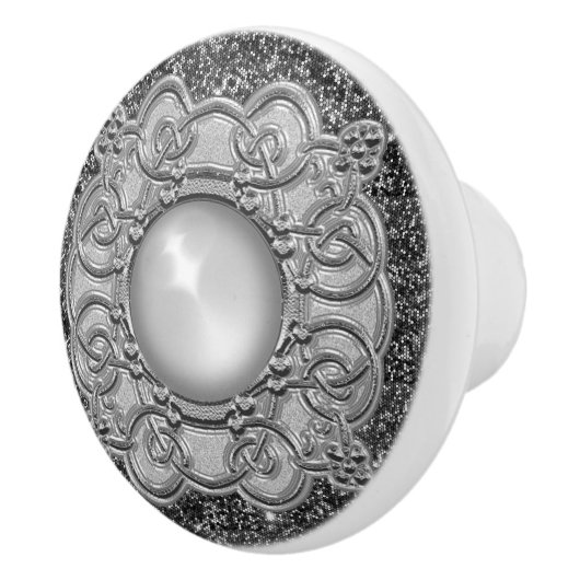 Mooi Grijs Zilver met Juweel Design Keramische Knop (Rechts)