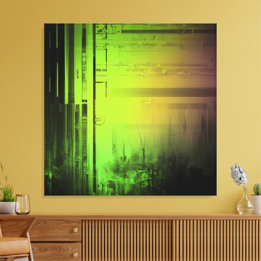 Mooi groen abstract AI-kunstcanvas Canvas Afdruk (Insitu (Woonkamer))