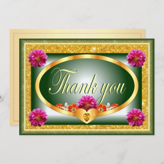 Mooi groen bloemenontwerp bedankkaart kaart (Voorkant / Achterkant)