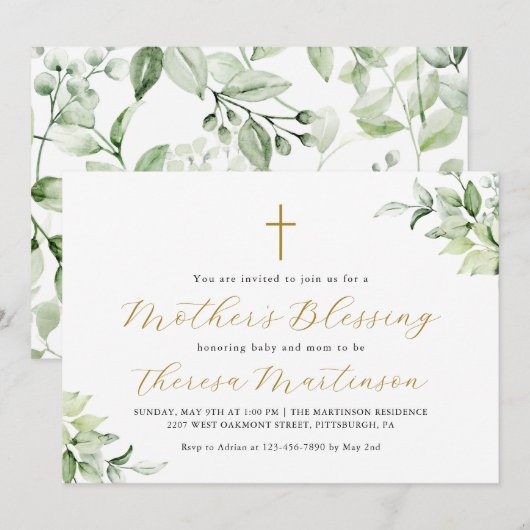 Mooi groen en kruis de zegen van de moeder kaart (Voorkant / Achterkant)