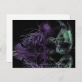 Mooi groen en Paars masker Mardi Gras Briefkaart (Voorkant / Achterkant)