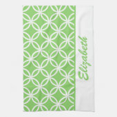 Mooi groen en wit cirkelvormig patroon theedoek (Verticaal)