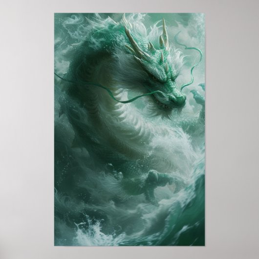 Mooi groen en wit drakenzwemmen Poster (Voorkant)