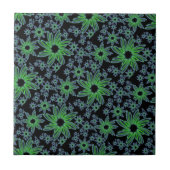 Mooi groen en zwart Floral design Tegeltje (Voorkant)