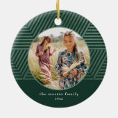 Mooi groen geometrisch patroon met kerstmis keramisch ornament (Achterkant)