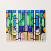 Mooi groen Glas in lood Legpuzzel (Horizontaal)