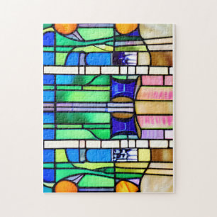 Mooi groen Glas in lood Legpuzzel