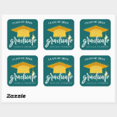 Mooi Groen Goud Afstudeerder Pet 2024 Afstuderen Vierkante Sticker (Vel)