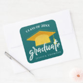 Mooi Groen Goud Afstudeerder Pet 2024 Afstuderen Vierkante Sticker (Envelop)