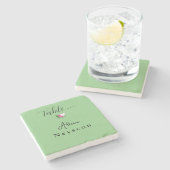 Mooi Groen Huwelijk groene bloemen hart Stenen Onderzetter (Zijkant)