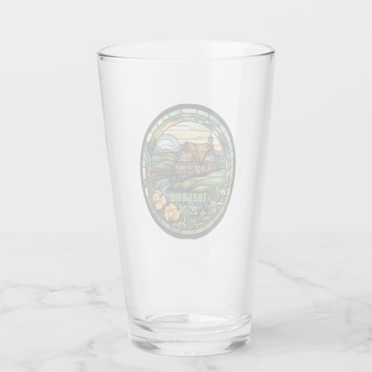 Mooi groen Ierland souvenir Glas (Achterkant)