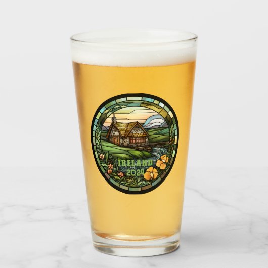 Mooi groen Ierland souvenir Glas (Voorkant gevuld)