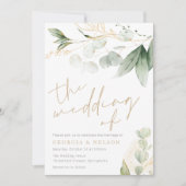 Mooi groen laat gouden bruiloft kaart (Voorkant)