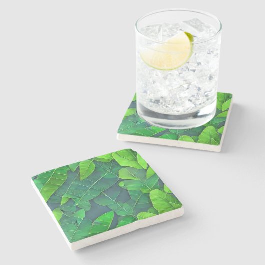 Mooi groen lederen patroon stenen onderzetter (Zijkant)