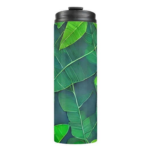 Mooi groen lederen patroon thermosbeker (Voorkant)