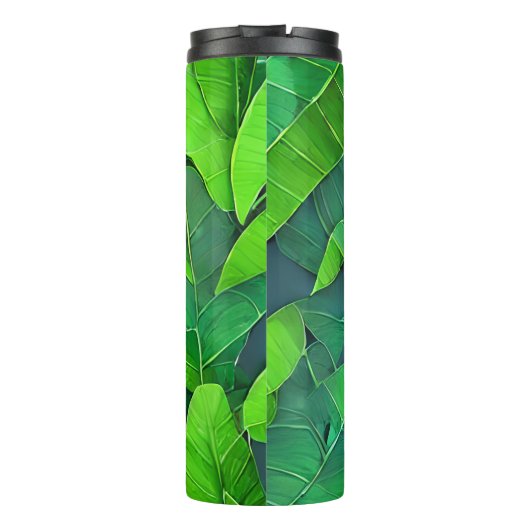 Mooi groen lederen patroon thermosbeker (Achterkant)