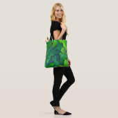 Mooi groen lederen patroon tote bag (Op model)