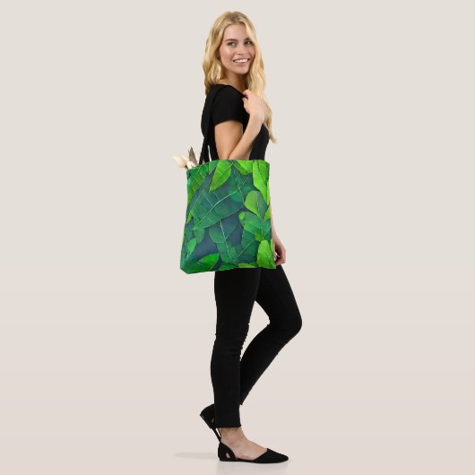 Mooi groen lederen patroon tote bag (Op model)