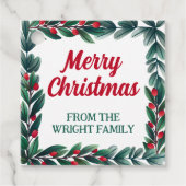 Mooi groen Lijst vrolijk kerstfeest van Bedankjes Labels (Voorkant)