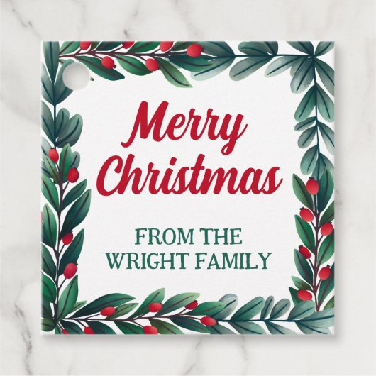 Mooi groen Lijst vrolijk kerstfeest van Bedankjes Labels (Voorkant)