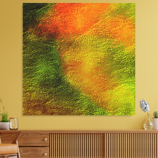 MOOI GROEN & ORANJE MODERN TRENDY ABSTRACT CANVAS AFDRUK (Insitu (Woonkamer))