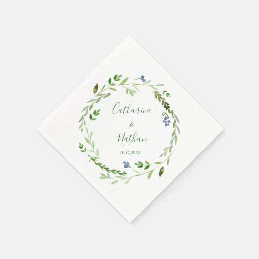 Mooi groen rustiek Trouwpapier Servet (Hoek)