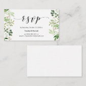 Mooi groen, zwart script, bruiloft RSVP Informatiekaartje (Voorkant / Achterkant)
