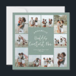 Mooi groene elegante moderne minimale fotocollage kaart<br><div class="desc">Werelds beste Moeder script elegante moderne minimale salie groene gepersonaliseerde fotocollage eenvoudig schone lijnen moederdag kaart</div>