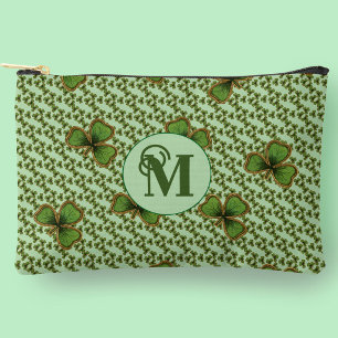 Mooi groene en gouden Ierse Shamrocks-monogram Etui