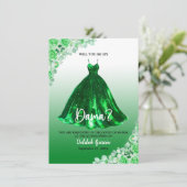 Mooi groene Quinceañera Dama-aanzoek Kaart (Staand voorkant)