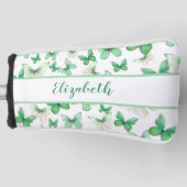 Mooi groene vlinder met eigen naam dames golfheadcover (Voorkant)