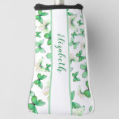 Mooi groene vlinder met eigen naam dames golfheadcover (Draai 90)