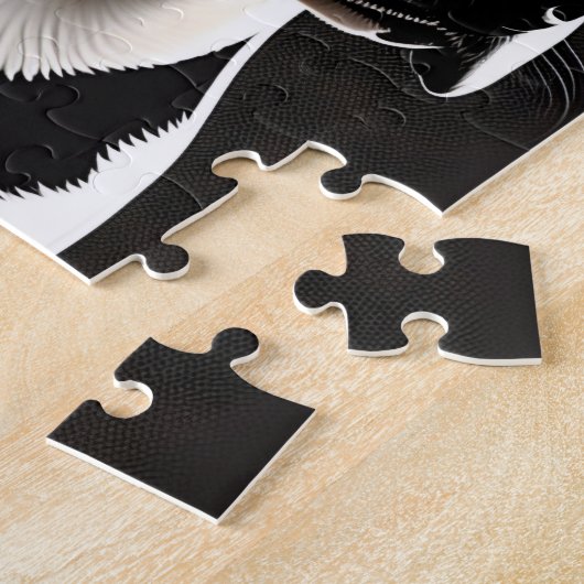 Mooi groot zwart-wit hondenportret legpuzzel (Zijkant)