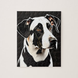 Mooi groot zwart-wit hondenportret legpuzzel
