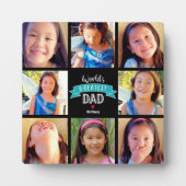 Mooi Grootste Papa Teal Banner 8 Foto Collage Fotoplaat (Voorkant)