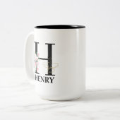 Mooi H Monogram Initiaal Tweekleurige Koffiemok (Voorkant links)