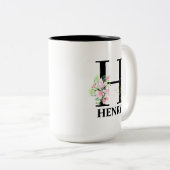 Mooi H Monogram Initiaal Tweekleurige Koffiemok (Voorkant rechts)