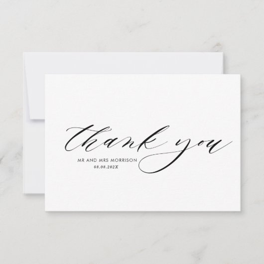 mooi handgeschreven script bruiloft bedankt kaart (Voorkant)
