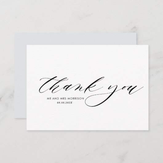 mooi handgeschreven script bruiloft bedankt kaart (Voorkant / Achterkant)