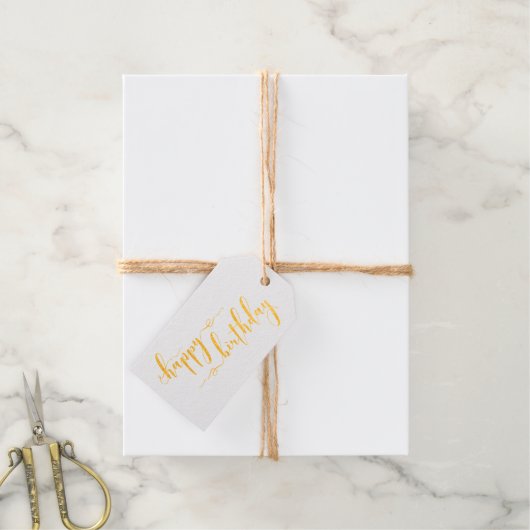 Mooi Happy Birthday Script Font Gold Cadeaulabels (Met Koord)