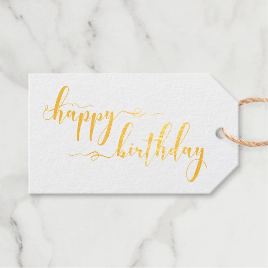 Mooi Happy Birthday Script Font Gold Cadeaulabels (Voorkant (horizontaal))