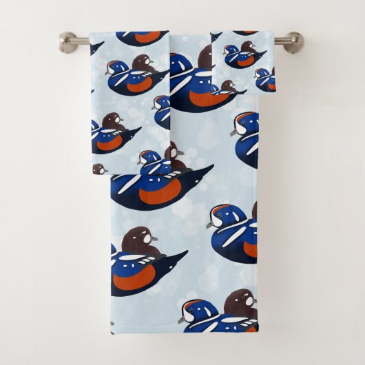 Mooi Harlequin Ducks Lovebird Bad Handdoek (Insitu)