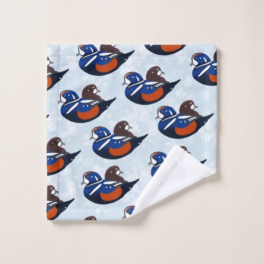 Mooi Harlequin Ducks Lovebird Bad Handdoek (Wasdoekje)