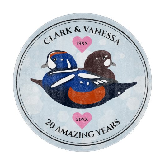 Mooi Harlequin Ducks Lovebird Snijplank (Voorkant)