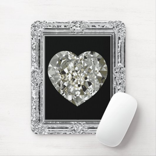 Mooi hart van diamanten Mousepad Muismat (Met muis)